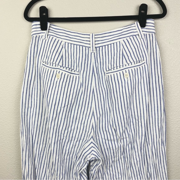 Madewell Women's 8 The Harlow Wide-Leg Pant in 100% Linen Bluestone Stripe White - Picture 12 of 16